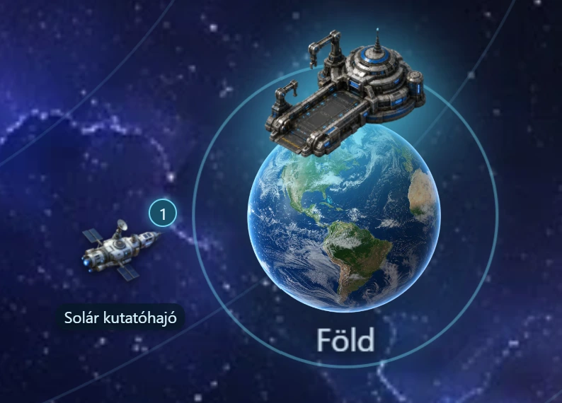 A Föld, orbitális létesítmény és kutatóhajó